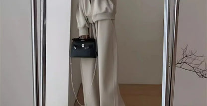 Autumn/Winter 2024 New Tea Matching Women's Clothing Set Plus Size Elegant Casual Salt System Sweatshirt Two-Piece Suit