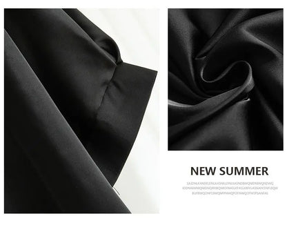 2025 New In Summer Satin Silk Half-Sleeve Tee Tops Basic Solid Women‘s T-Shirt Casual O-neck Thin Shirts Ladies Loose Blouses