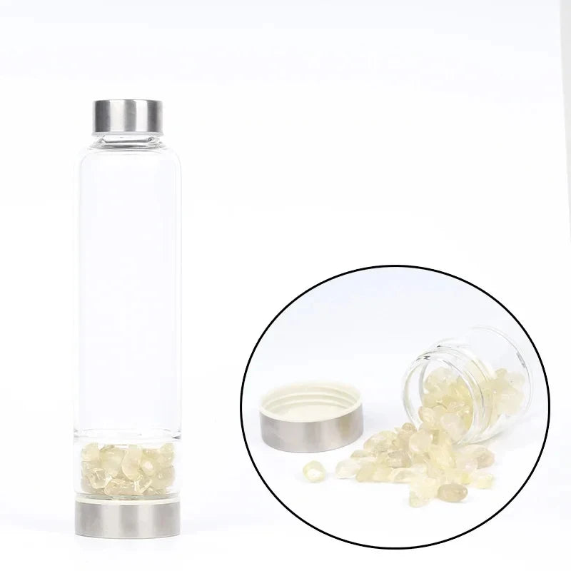 550ML Creative Natural Quartz Crystal Glass Water Bottle Irregular Stone Cup Point Wand Healing Infused Elixir Cup Natural Stone