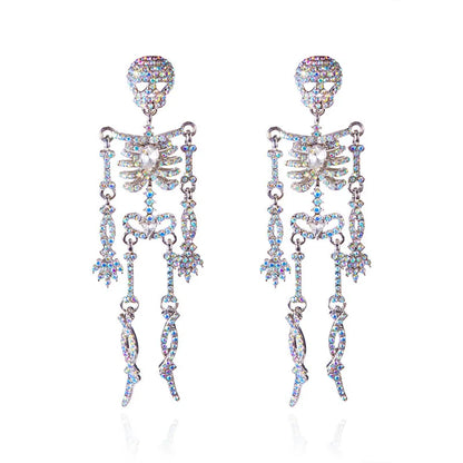 1 Pair Fully Bright Halloween Skull Earrings, Suitable for Daily Wear