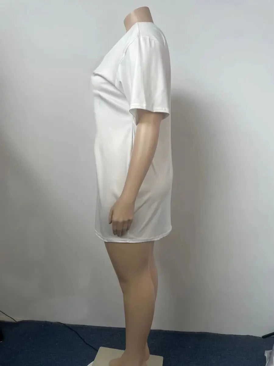 Women's Summer Casual Queen Print Loose Size Round Neck Short Sleeve T-shirt Dress