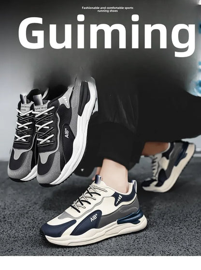 Summer Men's Shoes New Breathable Leather Face Casual Sports Shoes Korean Trendy Versatile Thick Bottom Shoes Casual Old Dad Sho