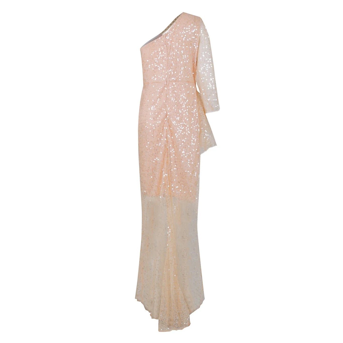 Women'S Fashion Sexy Gold Sprinkled One Shoulder Banquet Diamond Inlay Hip Wrap Evening Dress Ropa De Mujer Vestidos Para Mujer