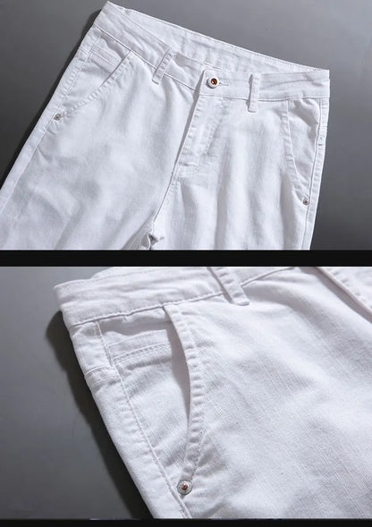 7 Styles 2022 New Men's White Slim Jeans Advanced Stretch Skinny Jeans Embroidery Decoration Denim Trousers Male Brand Clothes