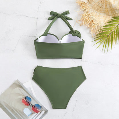 2025 Bikini Underwire 3D Flower Swimsuit High Waist Swimwear for Women Push Up Two Piece Bathing Suits Summer Female