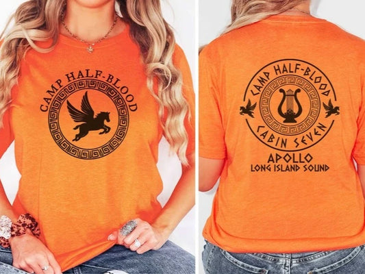 Camp Half Blood T-Shirt Funny Two Side Print Greek Mythology Demigods Percy Jackson Cabins Halloween Costume Cotton Unisex Tees