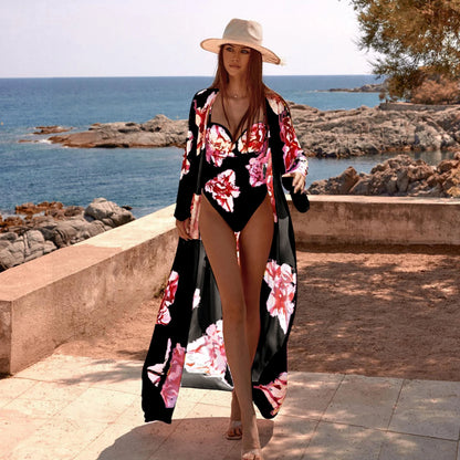 2023 New 2PC Push Up Women Bikini Set Skirt Floral Printed Bikinis Strappy Bandage Swimwear Brazilian Biquini Bathing Suit