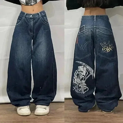 American Fashion Trend Selling Washed Jeans Women Men Y2K New Street Retro Joker Straight Wide Leg Pants Unisex Punk Loose Jeans