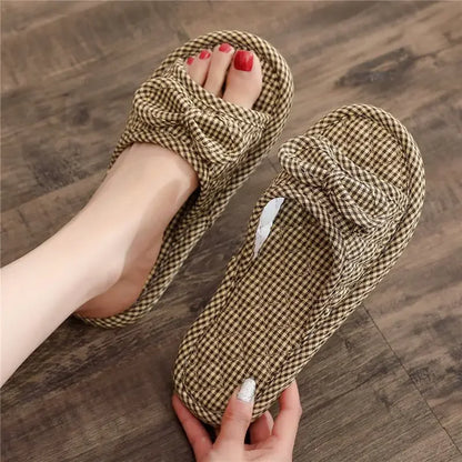 2024 Cotton Shoes Women Household Slippers Indoor Floor Flip Flops Summer Simple Mute Slides Home Sandals Zapatos De Mujer