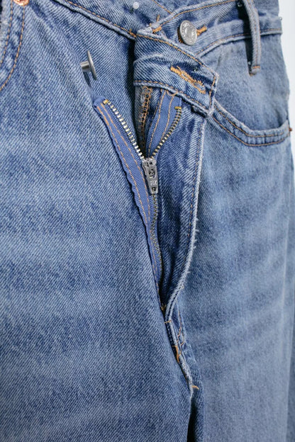 TRAF Women's Basic Hundred Jeans New Fashion Asymmetric Design High Waist Wide Leg Trousers Casual Women's Straight Leg Jeans