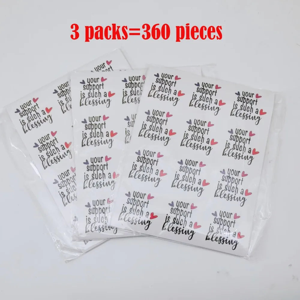 120pcs Your Support is Such a Blessing Stickers 1.6 inch Thank You for Your Support Stickers for Business Packaging