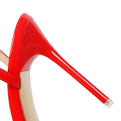 Women 10.5cm High Heels Sandals Lady Metallic Gold Silver Patent Leather Stripper Strap Sandles Wedding Fetish Nightclub Shoes
