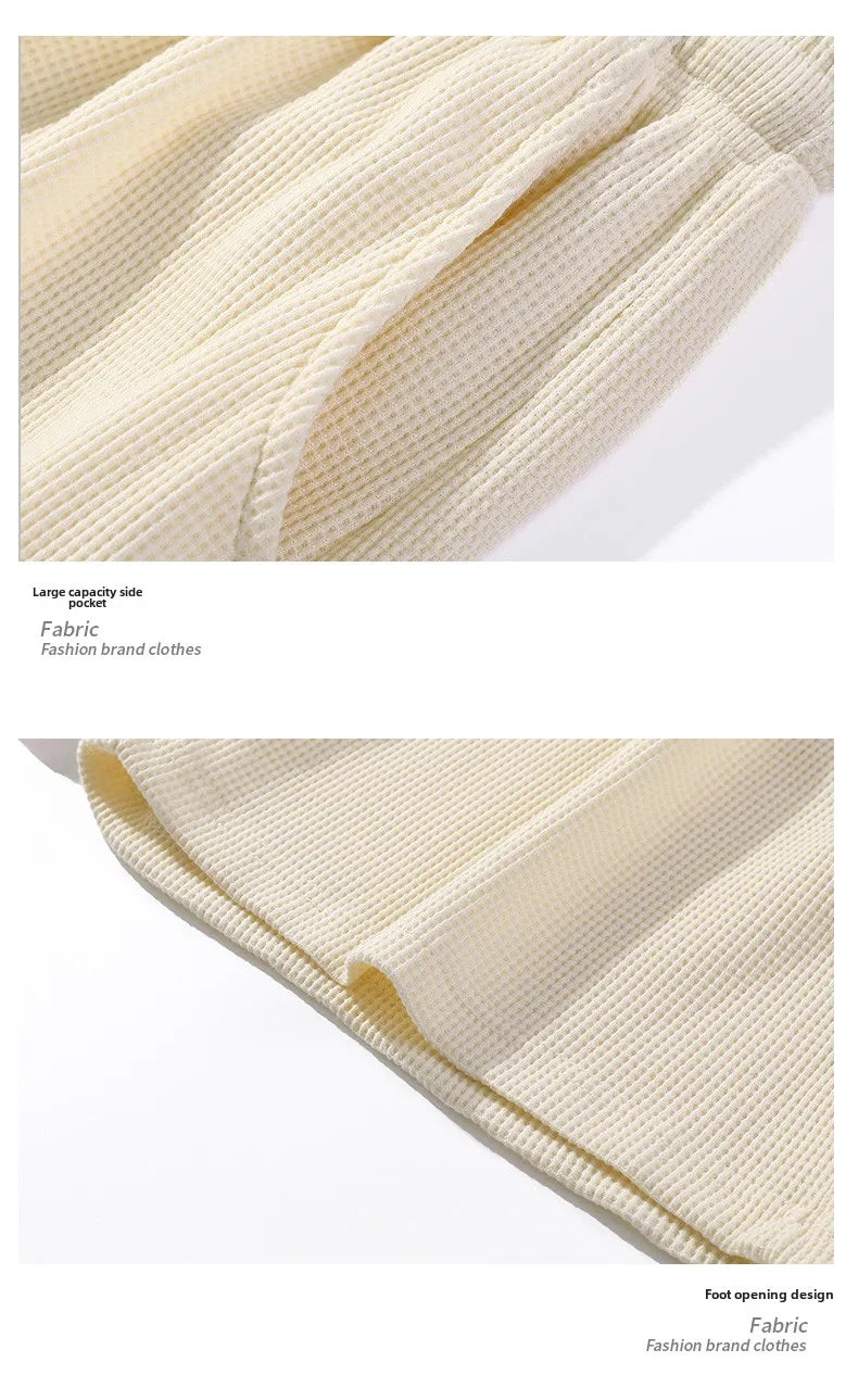 Sports shorts for men in summer  thin ice silk quick drying five quarter pants  fashionable waffle style drawstring shorts