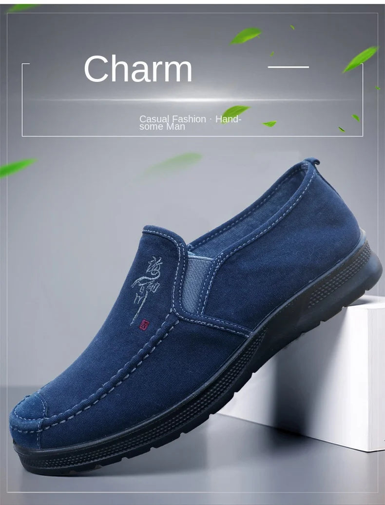 Spring Polyurethane Men Shoes Old Beijing Cloth Shoes Canvas Shoes Men Sports Casual Shoes Breathable Work Shoes