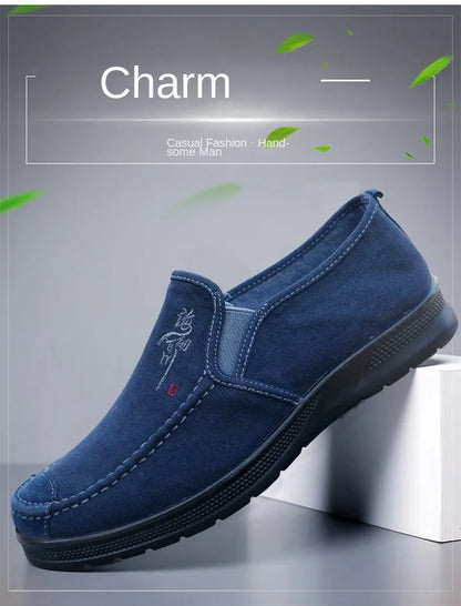 Spring Polyurethane Men Shoes Old Beijing Cloth Shoes Canvas Shoes Men Sports Casual Shoes Breathable Work Shoes