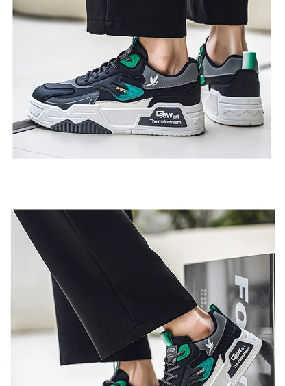 2024 Autumn New Casual Sports Shoes Men's Leather Low-Top Fashion Trend Easiest for Match Running Shoes Men's Skateboard Shoes Suitable for Outdoor Sports
