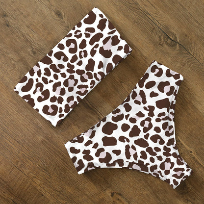 2024 New Sexy Low Hight Bikini Set Swimwear Women Bandeau Female Print Floral Strappy Swimsuit Bathing Suit Beach Wear Biquini