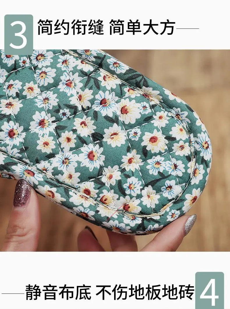 2024 Cotton Shoes Women Household Slippers Indoor Floor Flip Flops Summer Simple Mute Slides Home Sandals Zapatos De Mujer