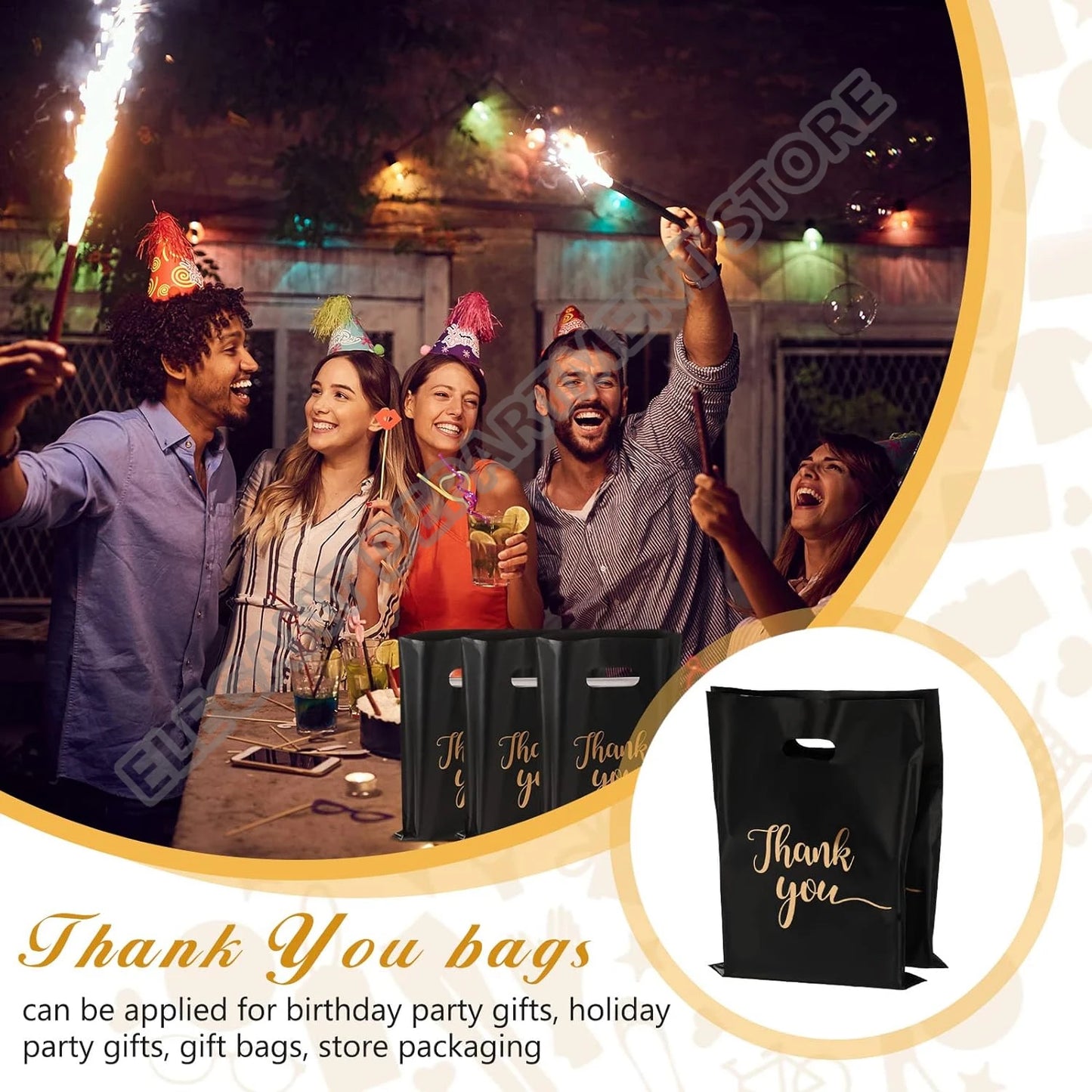 100/200/500pcs Thank You Gift Bags Plastic Candy Cookie Packaging Bag for Wedding Birthday Party Favors Small Business Supplies