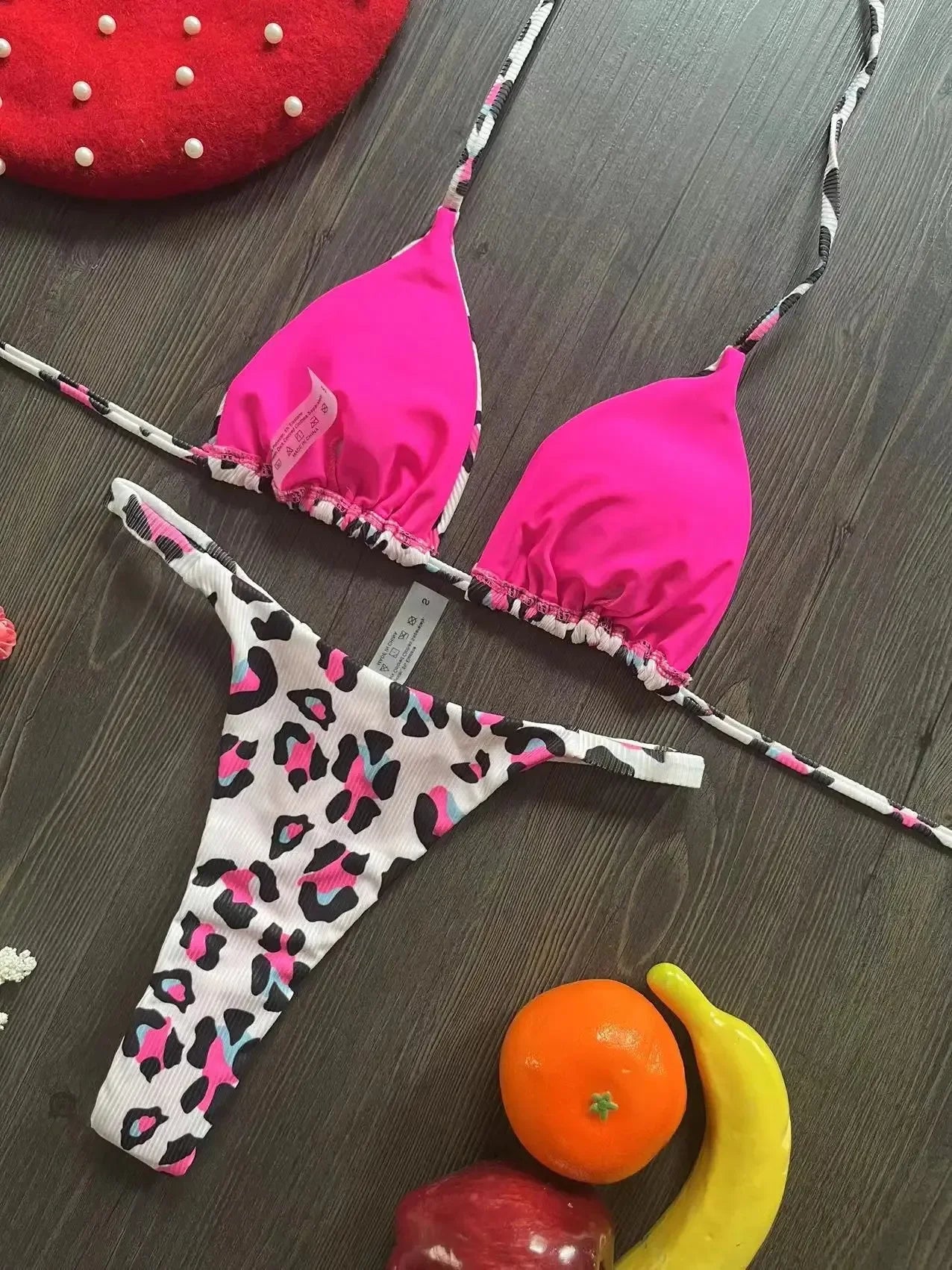Swimwear Women Leopard Printed Sexy Bikini Set Striped Beachwear Summer Swimsuit Two-pieces Thong Bathing Suit Biquinis