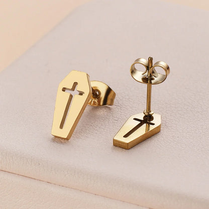Stainless Steel Halloween Ghost Cat Stud Earrings For Women Girls Gold Color Waterproof Fashion Ear Party Jewelry Gift Wholesale