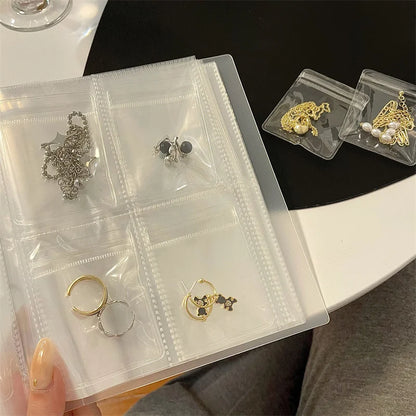 Anti-oxidation Jewelry Storage Albums Desktop Drawer Organizer BoxesTransparent Necklace Bracelet Ring Book Holder Jewelry Bag
