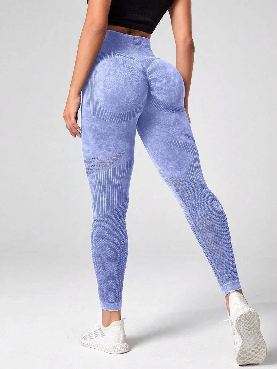 WOYYHO Athletic Pants Women Seamless Yoga Pants Mesh Sports Leggings High Waist Gym Tights Workout Squat Proof Pants