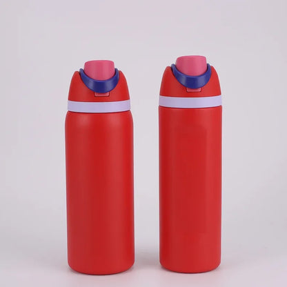 24/32oz New 304 Thermos Cup Double-Layer Stainless Steel Space Kettle Water Bottle with Straw Car Outdoor Sports Camping Sports