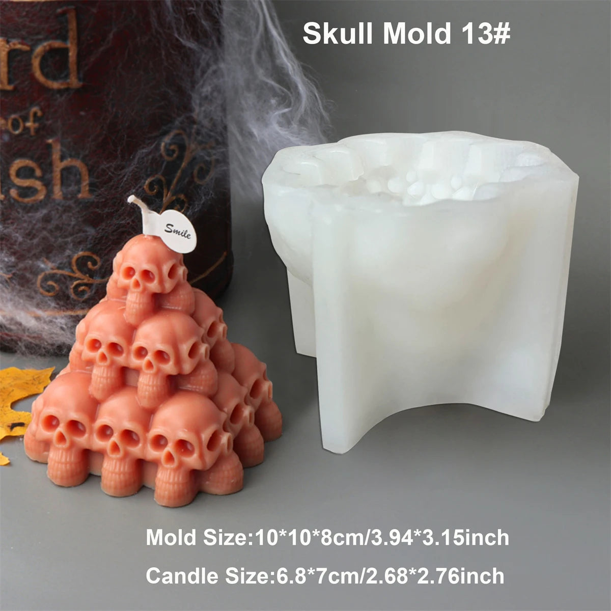 Square Pumpkin Candle Silicone Molds 3D Skull Pillar Candle Mold for DIY Ghost Pumpkin Epoxy Resin Halloween Party Home Decor