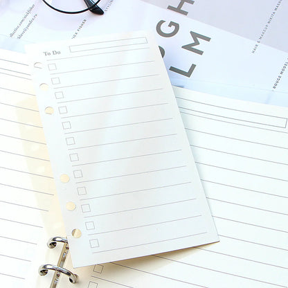 A5 A6 Loose Leaf Notebook Refill Spiral Binder Inner Page Diary Weekly Monthly Planner To Do List Line Dot Grid Inside Paper
