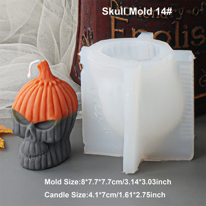 Square Pumpkin Candle Silicone Molds 3D Skull Pillar Candle Mold for DIY Ghost Pumpkin Epoxy Resin Halloween Party Home Decor