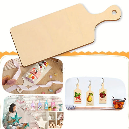6pc/12pcs/24pcs(long Handle,9.4 x 3.5inch ) 50m Hemp Rope Mini Wooden Cutting Board with Handle Thanksgiving Small Chopping Boar