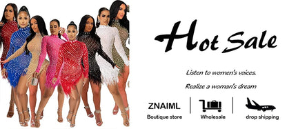 Znaiml Luxury 2023 Evening Celebrity Feathers Sheer Mesh Short Dresses for Women Sexy Pearls Rhinestones Party Birthday Vestidos