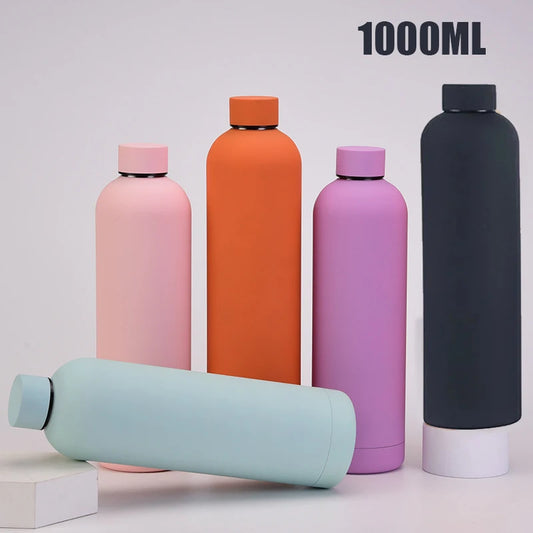 1000ML Double-Wall Stainless Steel Leak-proof Thermal Vacuum Flask Insulated Water Bottle Sports Coffee Straight Body Cup