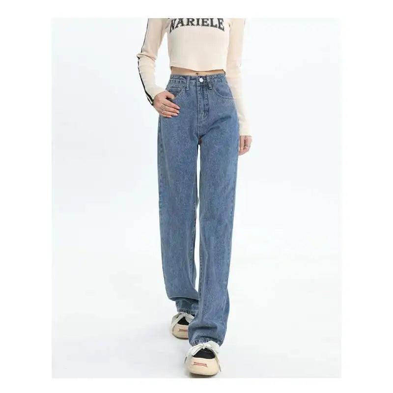 Spring And Summer New High Waisted Slim Jeans For Women Niche Casual Loose Thin Floor Pants Wide Leg Pants Trendy Pants