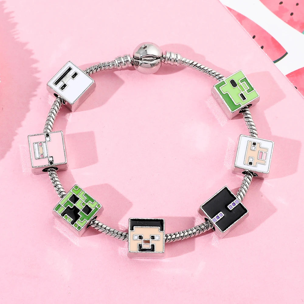 A set of cute square-shaped zinc alloy bracelets, suitable for giving to your girlfriend, friends or on a festival or birthday