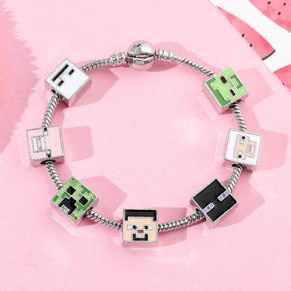 A set of cute square-shaped zinc alloy bracelets, suitable for giving to your girlfriend, friends or on a festival or birthday