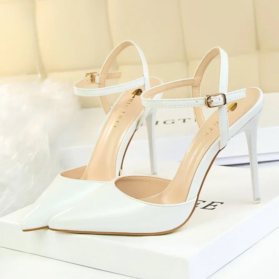 Summer Women Red Blue Sexy Nightclub Stripper Dance Sandals Lady Fetish 10.5cm High Heels Holiday Concise 2024 Versatile Sandles