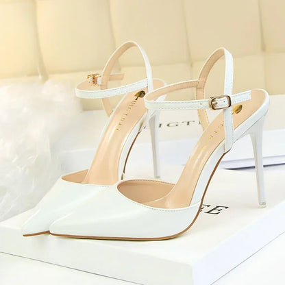 Summer Women Red Blue Sexy Nightclub Stripper Dance Sandals Lady Fetish 10.5cm High Heels Holiday Concise 2024 Versatile Sandles