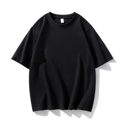 WAVLATII New Women Men 100% Cotton T shirts Female 280 GSM Khaki Casual Oversize Tees Unisex White Basic Tops for Male WT2477