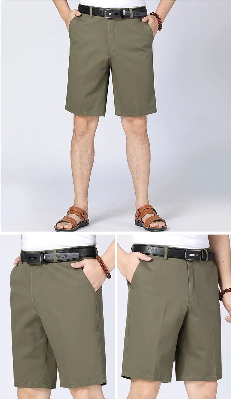 100% Cotton Shorts Men Knee Length Boardshorts Classic Brand Comfortable Clothing Beach Shorts Male Short Trousers