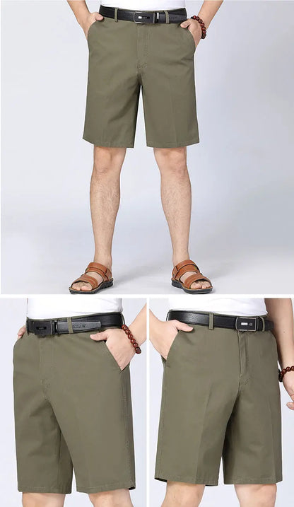 100% Cotton Shorts Men Knee Length Boardshorts Classic Brand Comfortable Clothing Beach Shorts Male Short Trousers