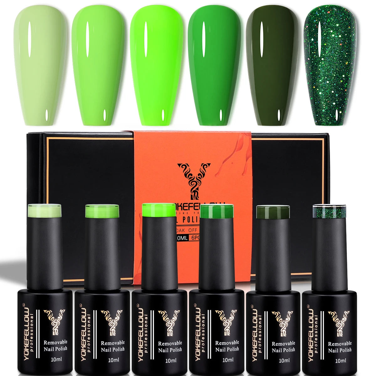 YOKEFELLOW 6Pcs/Set Fall Winter Gel Nail Polish Semi Permanent UV Led Gel Varnish Brown Orange Pumpkin Halloween Christmas Gift