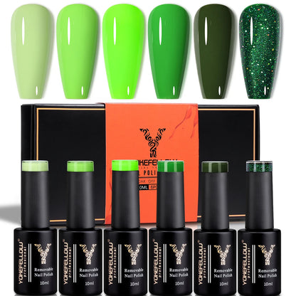 YOKEFELLOW 6Pcs/Set Fall Winter Gel Nail Polish Semi Permanent UV Led Gel Varnish Brown Orange Pumpkin Halloween Christmas Gift