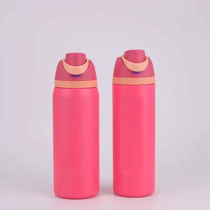 24/32oz New 304 Thermos Cup Double-Layer Stainless Steel Space Kettle Water Bottle with Straw Car Outdoor Sports Camping Sports