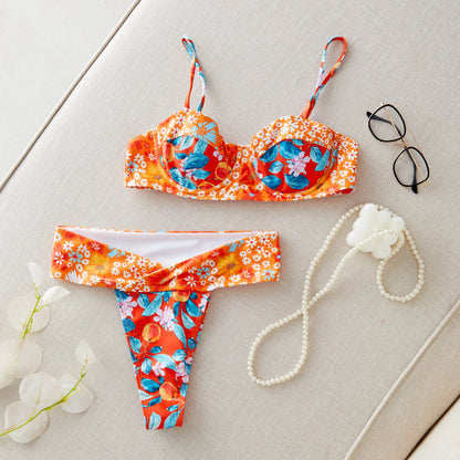 2024 New Sexy Brazilian Bikini Set Women Print Biquini Female Cut Bikinis Swimwear Push Up Swimsuit Bath Suit