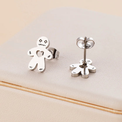 Stainless Steel Halloween Ghost Cat Stud Earrings For Women Girls Gold Color Waterproof Fashion Ear Party Jewelry Gift Wholesale
