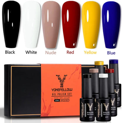 YOKEFELLOW 6Pcs/Set Fall Winter Gel Nail Polish Semi Permanent UV Led Gel Varnish Brown Orange Pumpkin Halloween Christmas Gift