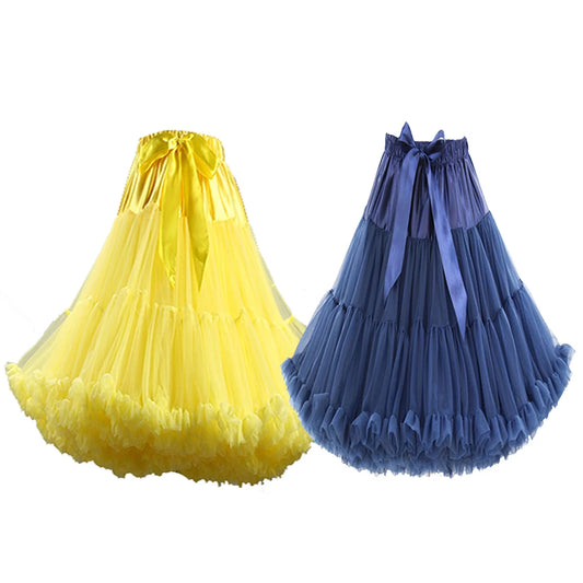 65CM/25.5INCH Lolita Petticoat Soft Tulle Puffy Tutu Women Knee Length Halloween Crinoline Cosplay Underskirt Dance Ball Gown