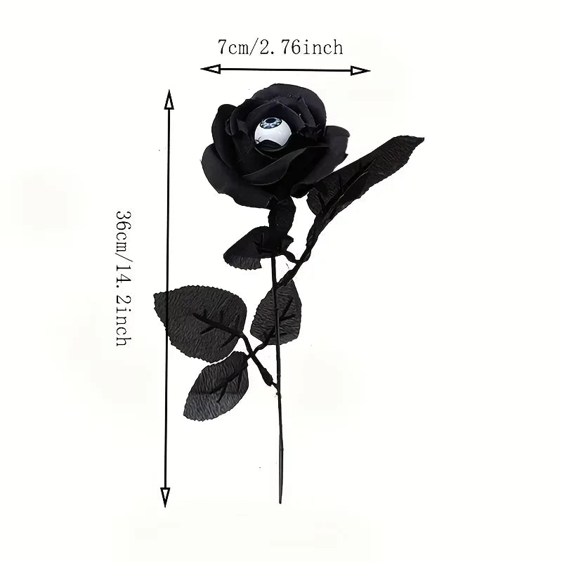 1/3/5Pcs Halloween Artificial Flowers Black Rose With Eyeball For Halloween Party Decor Home Horror Props DIY Bouquets Craft